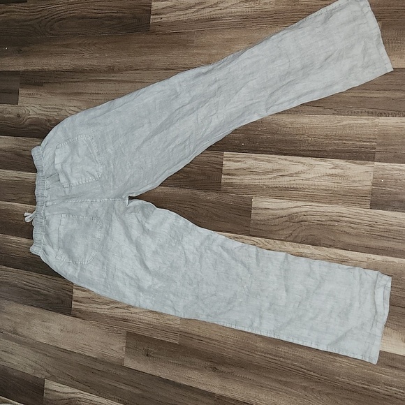 NICOLE by Nicole Miller New York Gray 100% Linen Pants Size  Small with Pockets - Picture 5 of 6